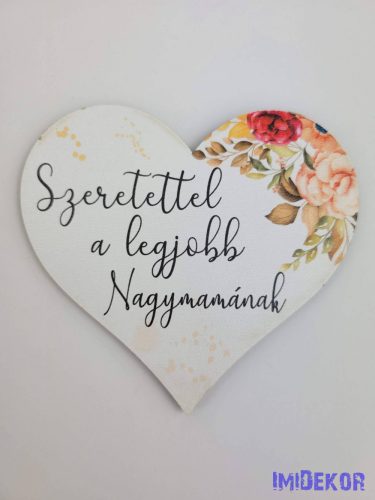 Szeretettel a legjobb nagymamának tábla 9x9,5 cm - nagy szív