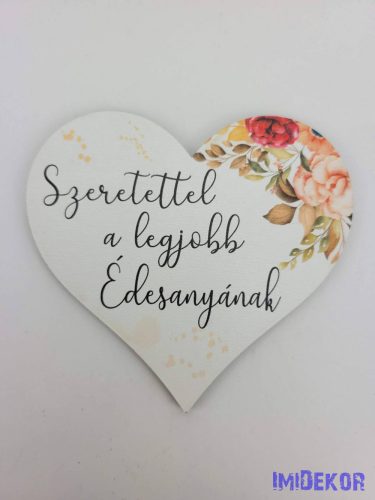 Szeretettel a legjobb édesanyának tábla 9x9,5 cm - nagy szív