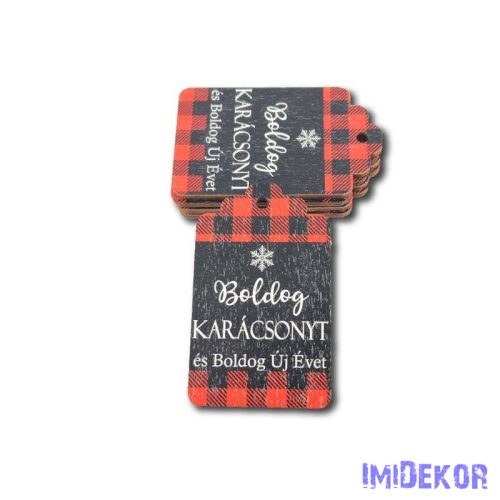 Ajándékcímke 5db/csomag 6,5x4cm - Fekete-Piros Boldog Karácsonyt