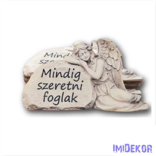 Kőtáblára boruló angyal 3,5x6cm - Mindig szeretni foglak