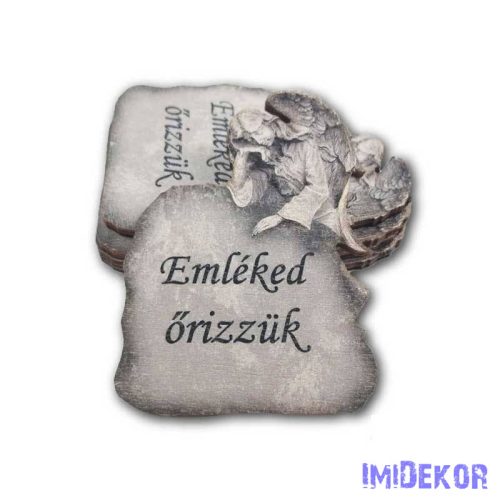 Kőtáblán könyöklő angyal 8x6cm - Emléked őrizzük