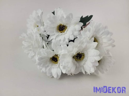 Gerbera 9 ágú selyem csokor 46 cm - Fehér