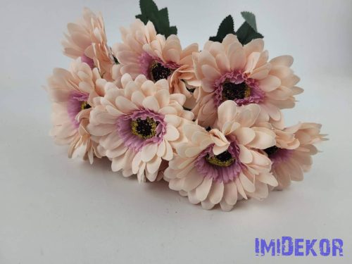 Gerbera 9 ágú selyem csokor 46 cm - Púder-Mályva