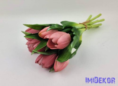 Élethű gumi tulipán 7 szálas mix köteg 28 cm - Világos Mályvás