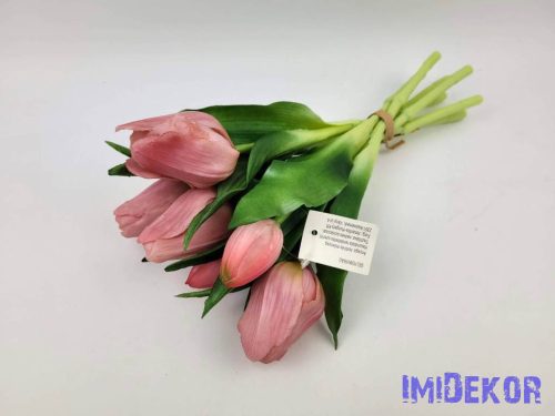 Élethű gumi tulipán 7 szálas mix köteg 29 cm - Világos Mályvás