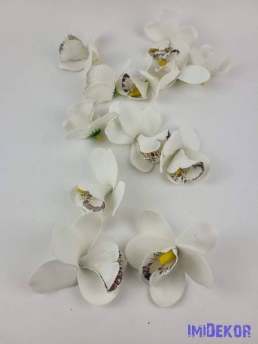 Orchidea polifoam fej 10 cm - Fehér