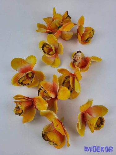 Orchidea polifoam fej 10 cm - Narancsos