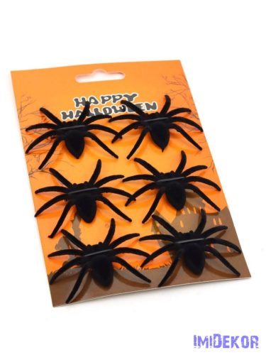 Fekete pók Halloween dekor 6db/csomag 7cm