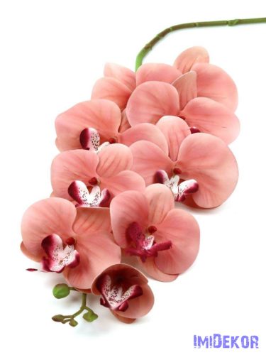 Orchidea szálas művirág ág 96 cm - Korall