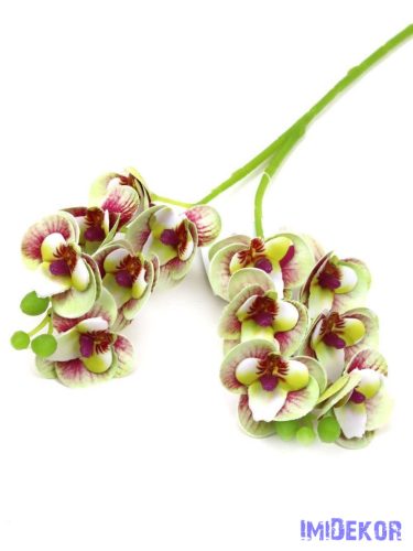 Orchidea 2 ágú szálas művirág 32 cm - Zöld