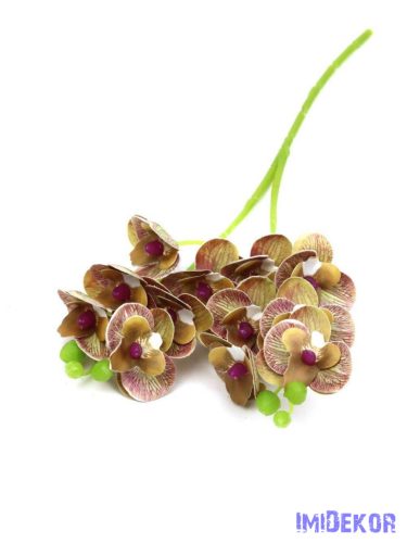 Orchidea 2 ágú szálas művirág 32 cm - Barna