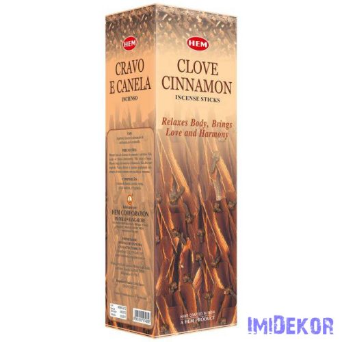 HEM Szegfűszeg Fahéj / Clove Cinnamon füstölő hexa indiai 20 db